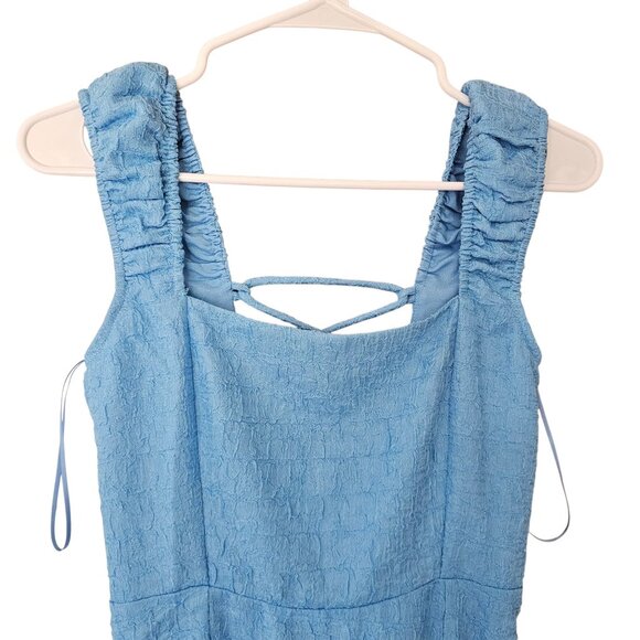 ASTR‎ The Label Blue Crinkle Maxi Dress With Lace-Up Back Detail Size XS NWT - Picture 4 of 10